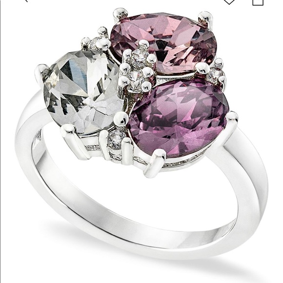 Silver-tone crystal cluster ring - Picture 3 of 3